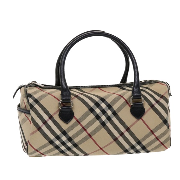BURBERRY Nova Check Blue Label Hand Bag Nylon Beige Auth yk7573B - Picture 1 of 16